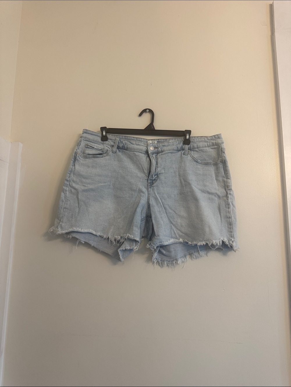 Wonderly Light Blue Frayed Hem Denim Shorts